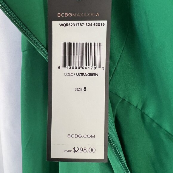 NWT BCBGMAXAZRIA Green Draped Front Strapless Gown $298 - Picture 3 of 12